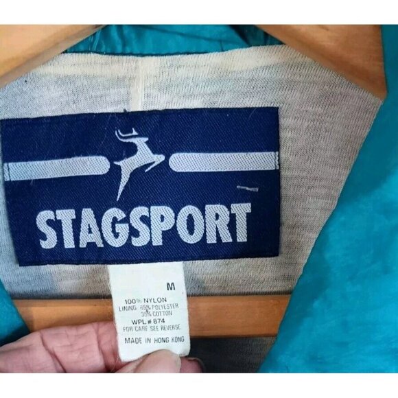 Vintage Stagsport (M) Purple Black Green Zip-Up‎ Front Windbreaker - Picture 2 of 7